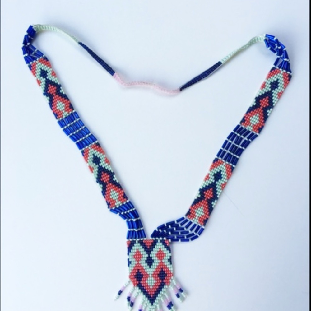 NEW-Tribal Sunset Hand Beaded Necklace